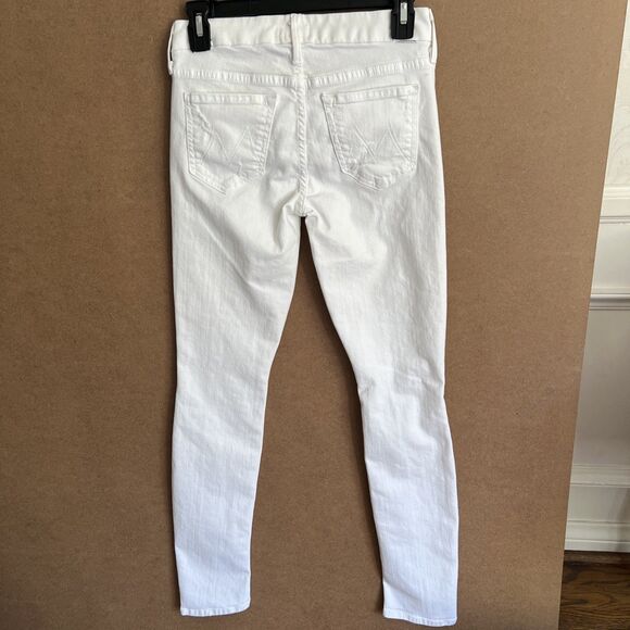 Mother Jeans The Looker Stayin Rowdy Size 25x29 Women White Stretch Distressed - Picture 8 of 14